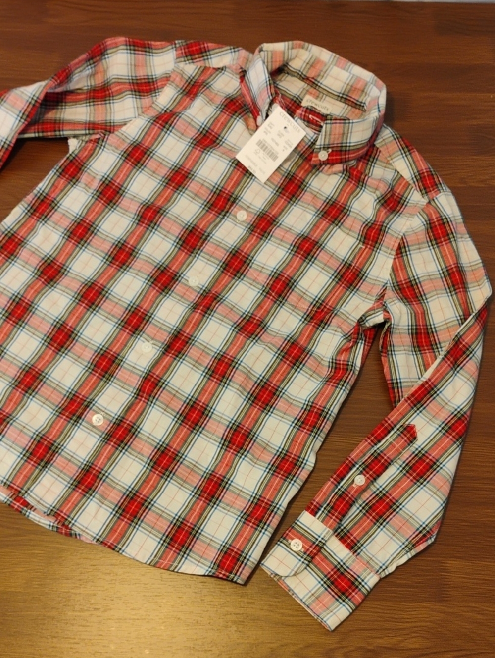 NWT crewcuts J.Crew Boys Tartan Plaid Button Down Shirt Size 8 Festive Red CD693